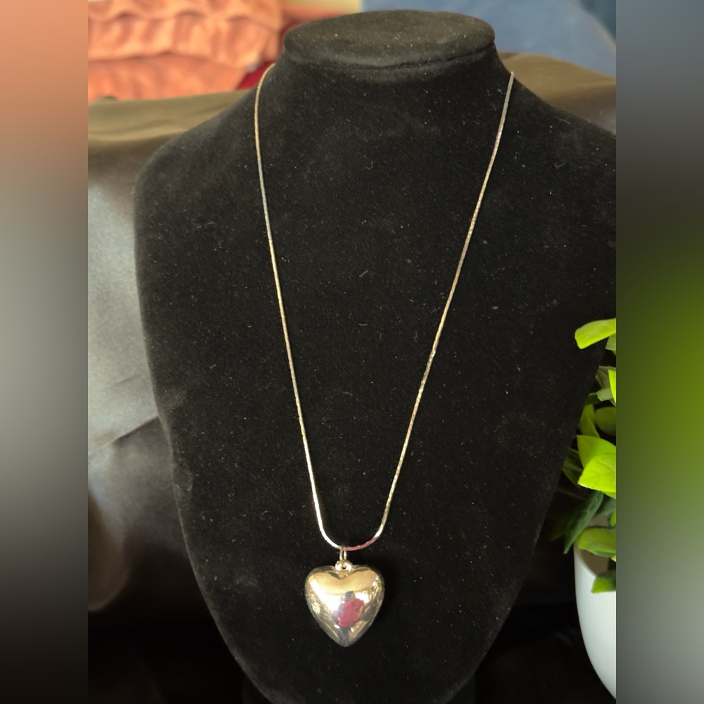 Silver Heart Pendant and Necklace 18”
